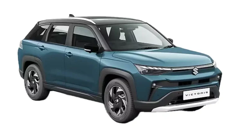 Maruti Suzuki Victoris सफेद रंग में स्टाइलिश फ्रंट ग्रिल और LED हेडलाइट्स के साथ