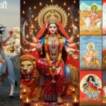 "नवरात्रि 2025 में माँ दुर्गा की पूजा करते भक्त – 9 दिनों की विशेषताएँ और महत्व"
