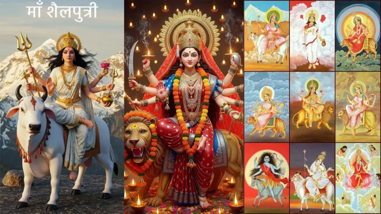 "नवरात्रि 2025 में माँ दुर्गा की पूजा करते भक्त – 9 दिनों की विशेषताएँ और महत्व"