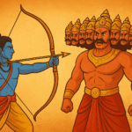 रावण दहन करते हुए लोग – Dussehra 2025 का पर्व