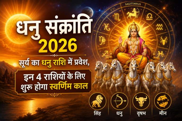 धनु संक्रांति 2026 में सूर्य का धनु राशि में प्रवेश और सिंह, धनु, वृषभ व मीन राशि के लिए स्वर्णिम काल
