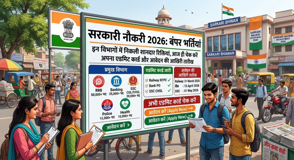सरकारी नौकरी 2026: इन विभागों में निकली बंपर भर्तियां, आज ही चेक करें अपना एडमिट कार्ड और आवेदन की आखिरी तारीख
