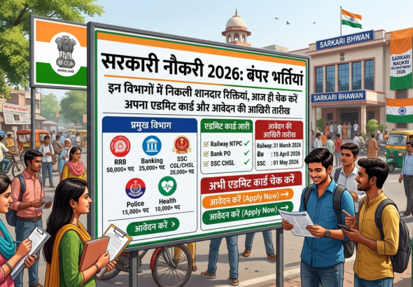 सरकारी नौकरी 2026: इन विभागों में निकली बंपर भर्तियां, आज ही चेक करें अपना एडमिट कार्ड और आवेदन की आखिरी तारीख