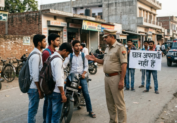 गोरखपुर: छात्रों को 'ठंडा' करने निकले दारोगा, अखिलेश बोले- ये अपराधी नहीं
